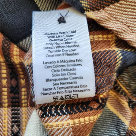 Frye Button Down Flannel Shirt Jacquard Brown Plaid Business Casual Western - Picture 9 of 11